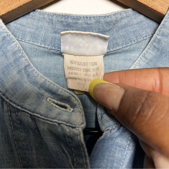 VTG Levi's Women Chambray Tunic Top Large Henley Popover Long Sleeve Coastal - Picture 3 of 12